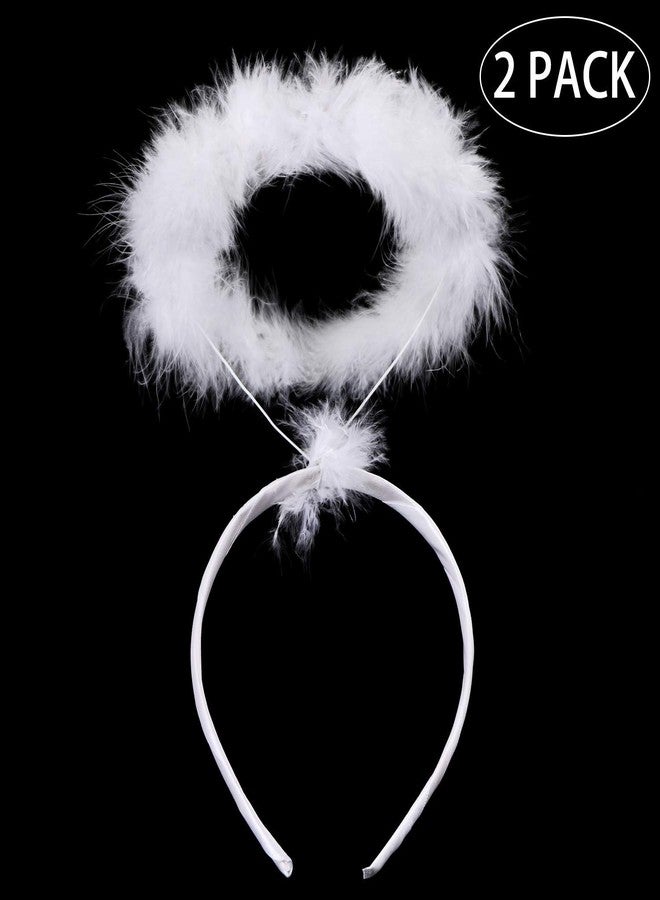 كاكو فانسي دريسيس طوق شعر ملاك من كاكو فانسي دريسز / هالة منفوشة / إكسسوارات فستان حفلة عيد الميلاد الخيالية - أبيض، للبنات - عبوة من قطعتين - هدية عيد الميلاد للأطفال - Image 2